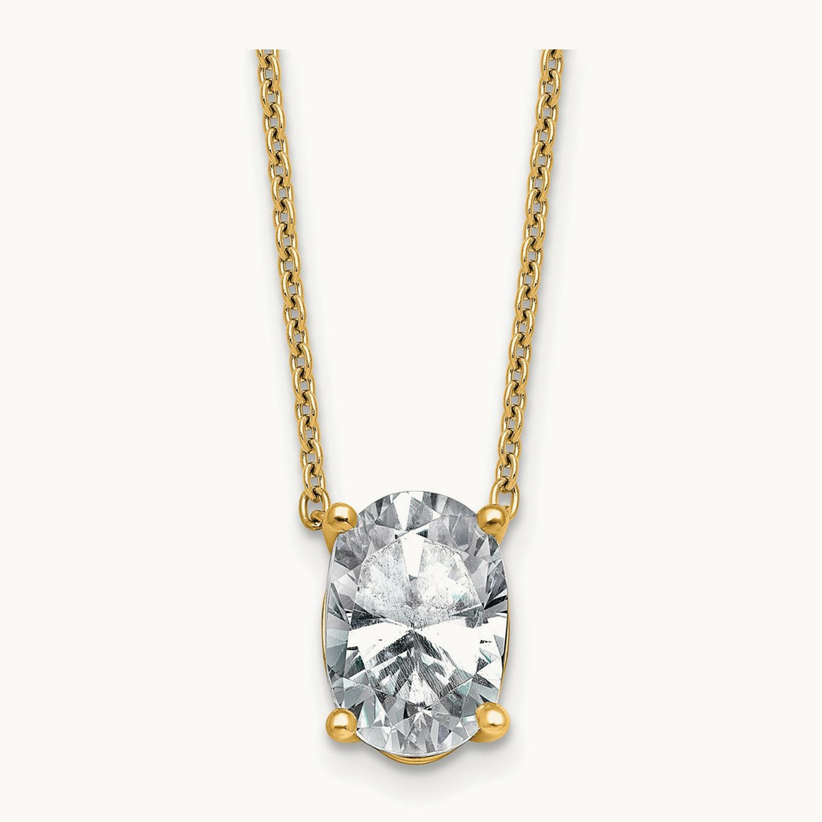 Oval Pendant Necklace, 0.25-4.00 ct tw Lab-Grown Diamond — 3 1/2 ct, 14K Yellow Gold