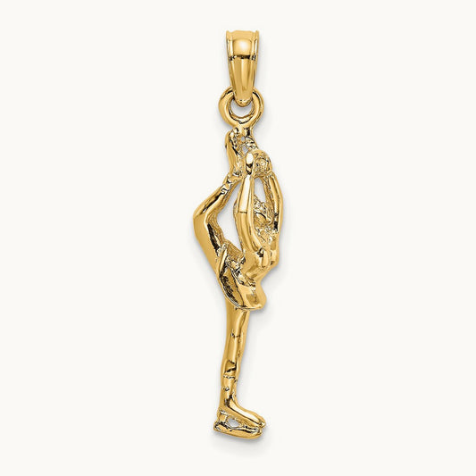 Solid Polished 3-D Figure Skater Charm, 14K
