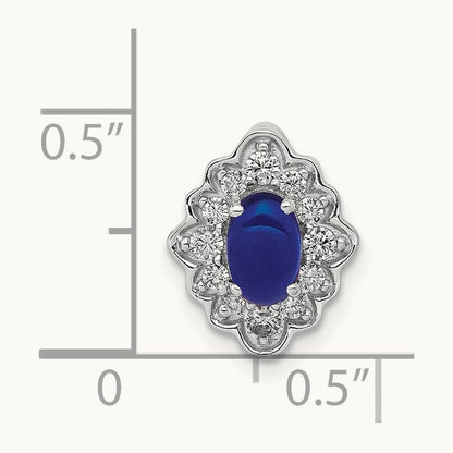 Fancy Diamond and Cabochon Sapphire Chain Slide, 14K White Gold