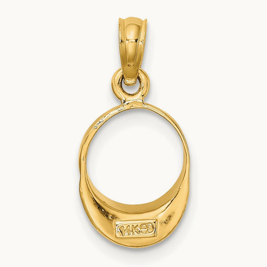 Fuschia Enameled Beach Sun Visor Charm, 14K