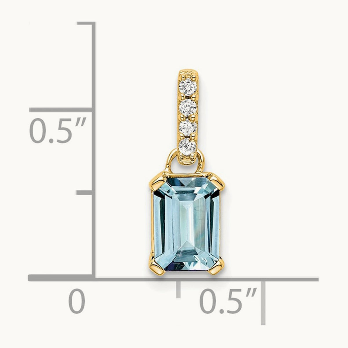 Aquamarine and Diamond Pendant — 14K Yellow Gold