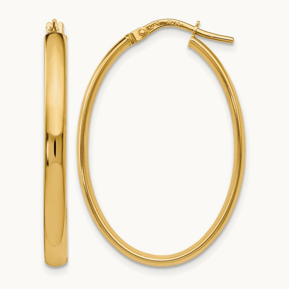 Polished Oval Hoop Earrings, 14K — Leslie's