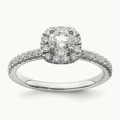 Round Halo Engagement Ring, 0.75-1.00 ct tw Lab-Grown Diamond — 3/4 ct, 14K White Gold