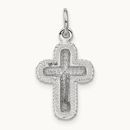 Polished Cross Charm, 14K White Gold