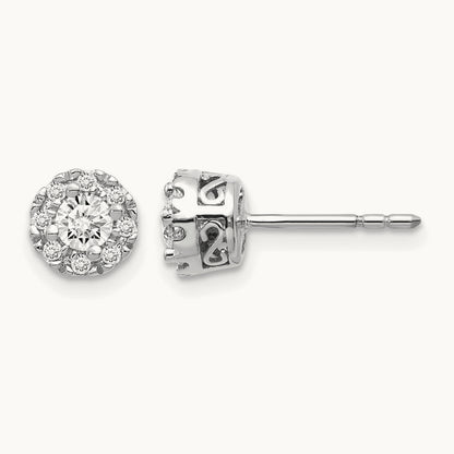 Diamond Semi-mount Stud Earrings, 14K White Gold