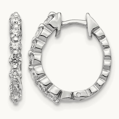 AA Diamond Hinged Hoop Earrings, 14K White Gold