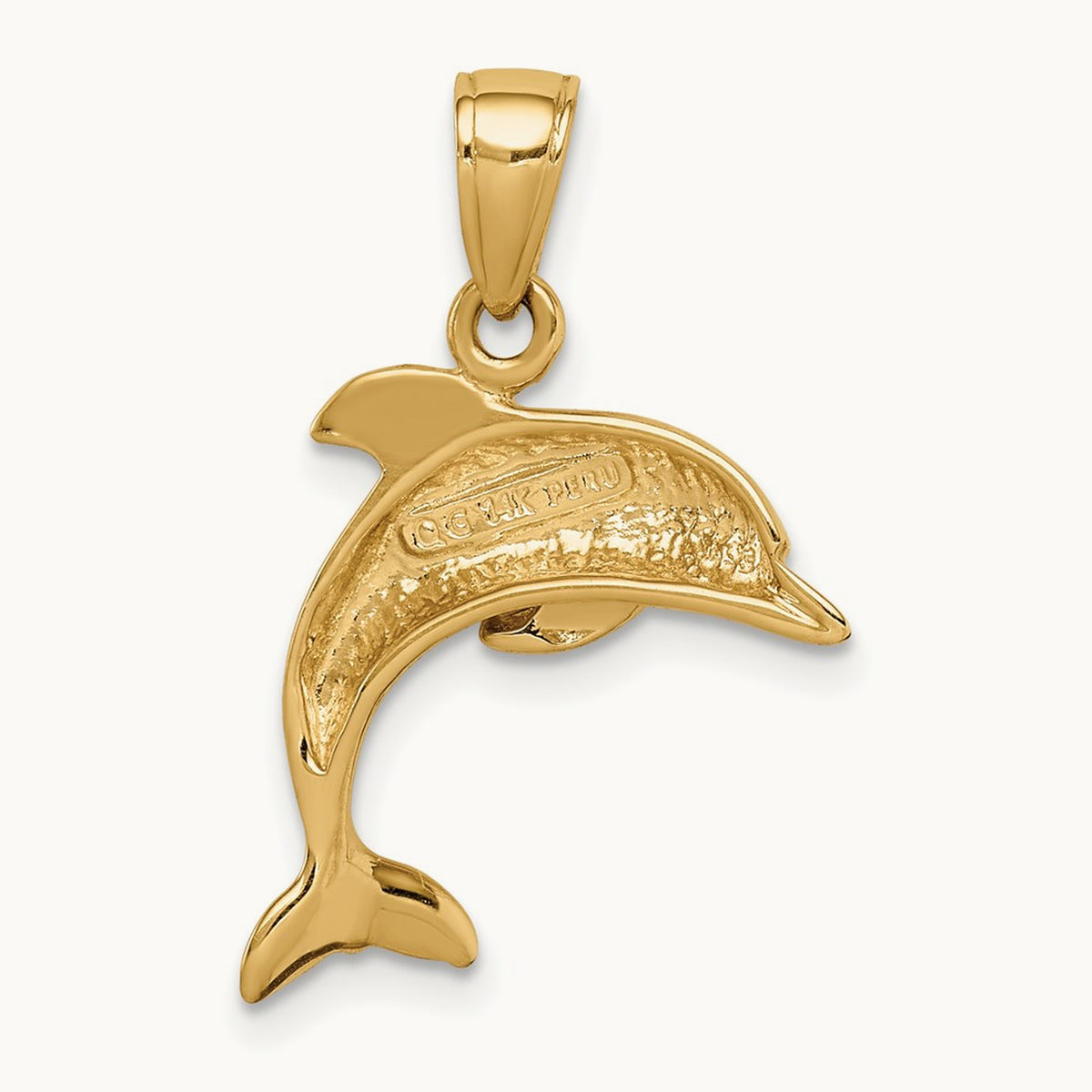 Jumping Dolphin Pendant — 14K Yellow Gold, 24mm
