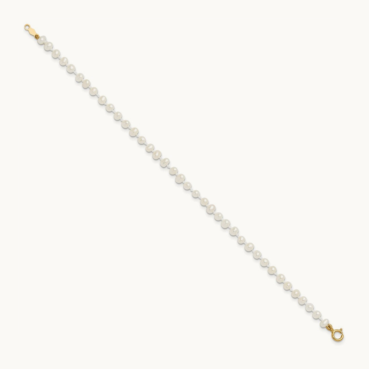Madi K 3- White Egg Shape FW Cultured Pearl Bracelet, 4mm, 14K