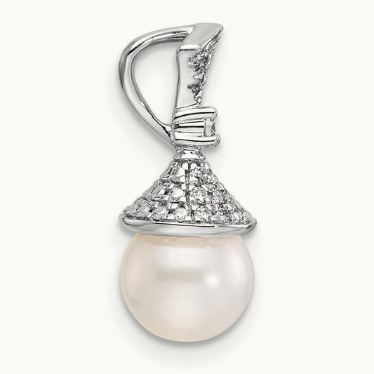 Polished Diamond and Pearl Chain Slide — photo set