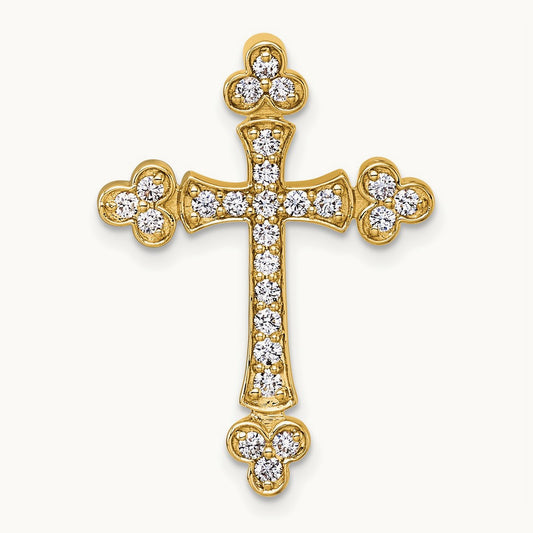 white1/2ct. Diamond Budded Cross Chain Slide, 14K