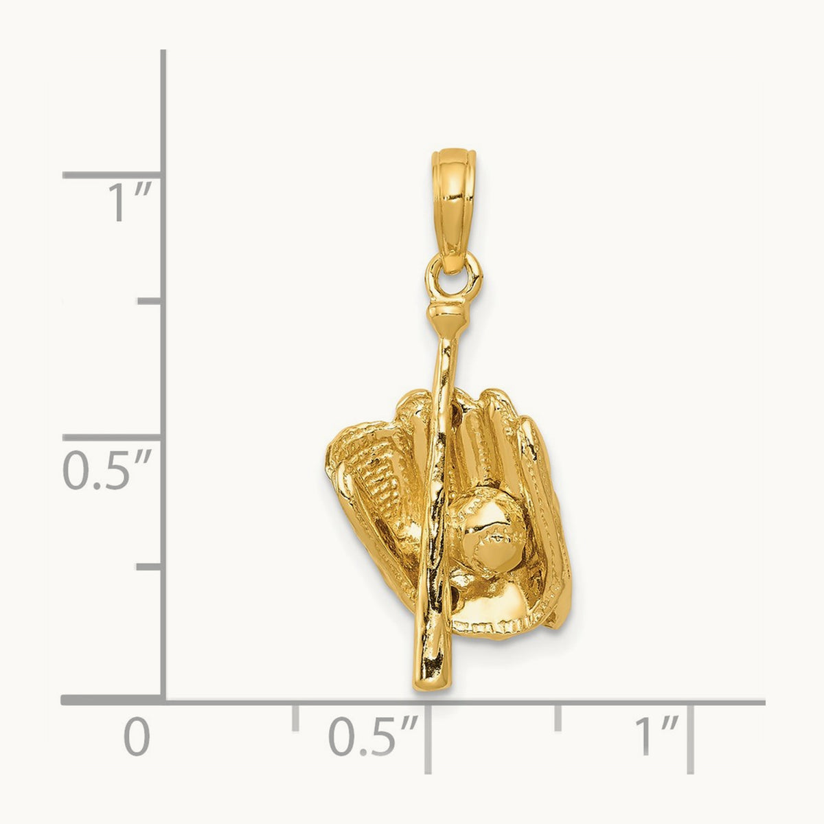 Polished 3-D Glove/Bat/Baseball Pendant