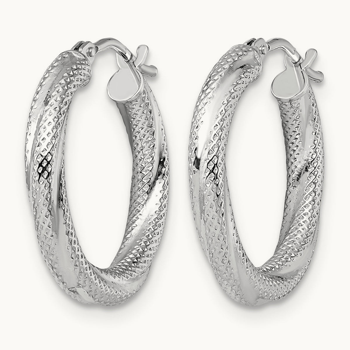 Textured Hinged Hoop Earrings — Leslie's — 10K White Gold