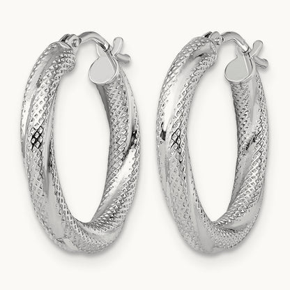 Textured Hinged Hoop Earrings — Leslie's — 10K White Gold
