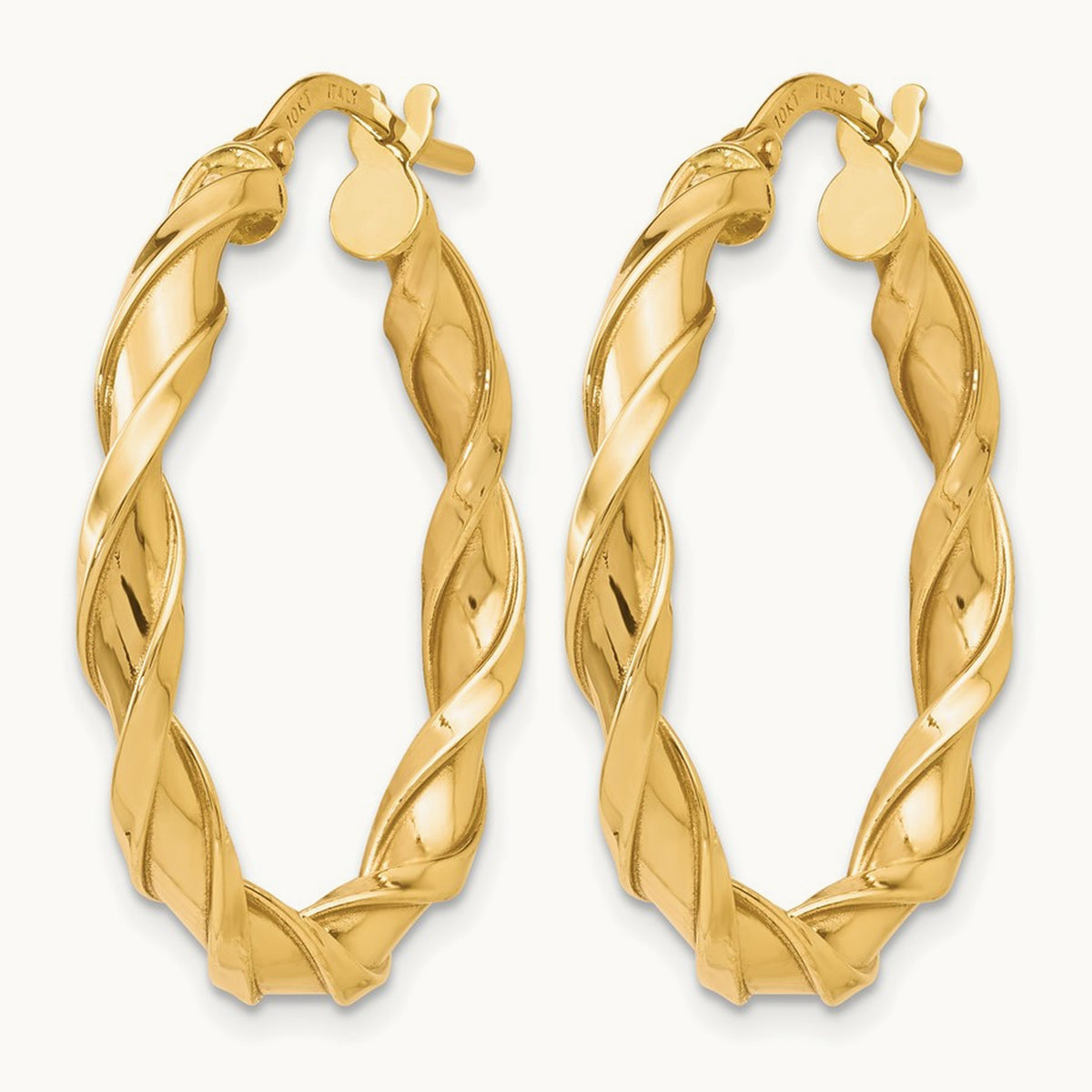 Polished Twisted Hoop Earrings — 10K Yellow Gold