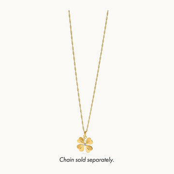 Polished 4 Leaf Clover Charm, 14K with White Rhodium