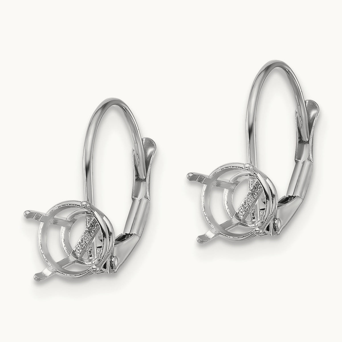 Setting: Round Leverback Earring Mounting — 14K White Gold
