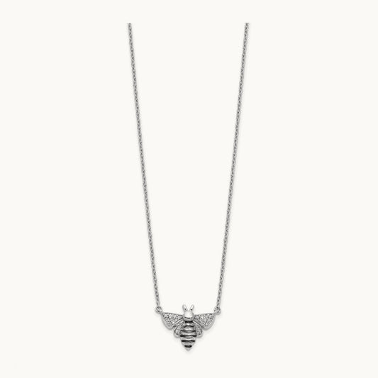 Diamond Bee 18 inch Necklace, 14K White Gold