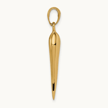 Large 3D Italian Horn Pendant — 14K Yellow Gold