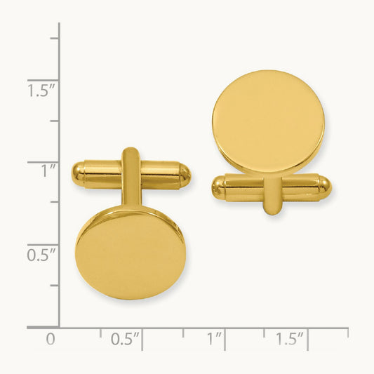 Kelly Waters Gold-plated Polished Round Engravable Cuff Links