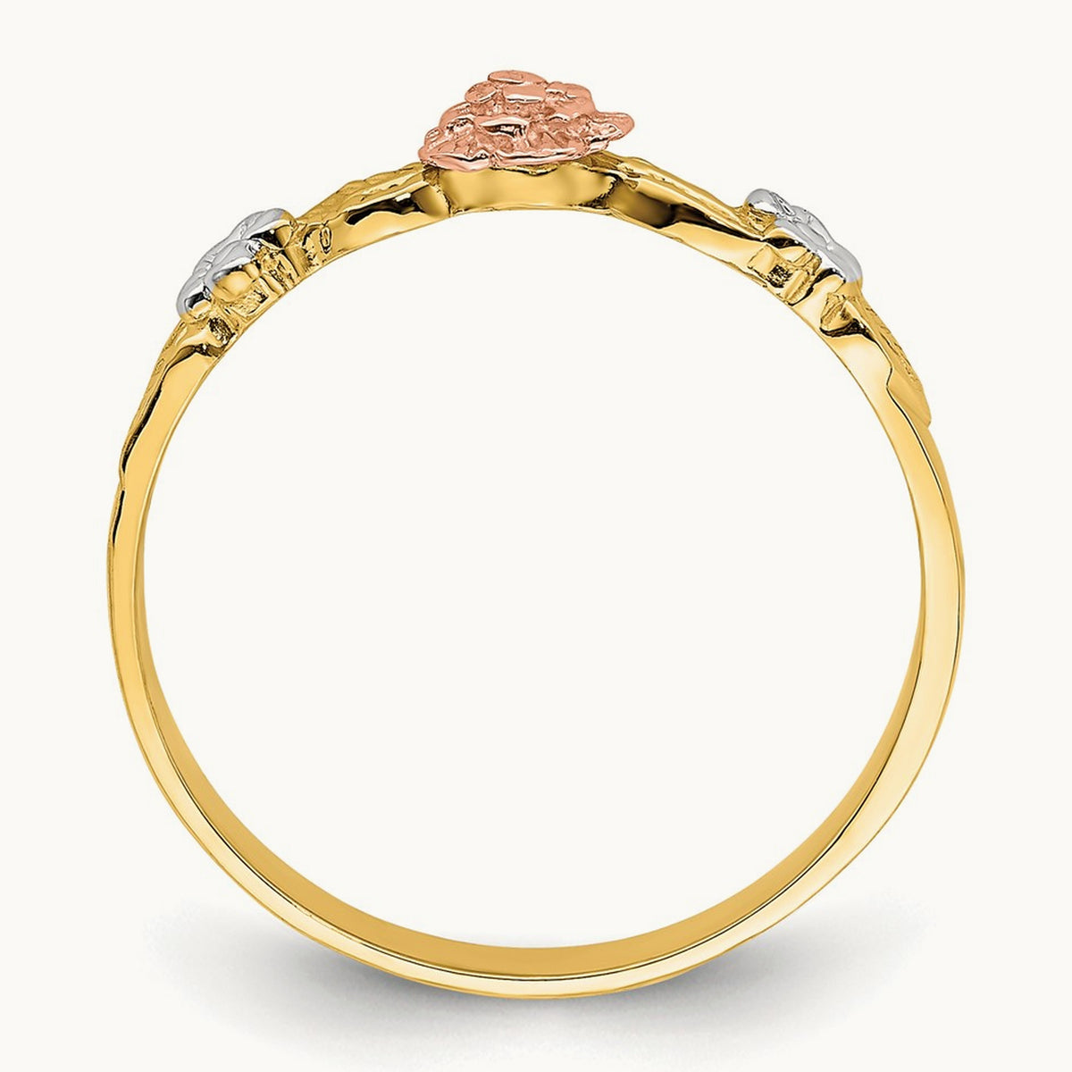 w/White Rhodium Flower Ring, 14K Two-tone