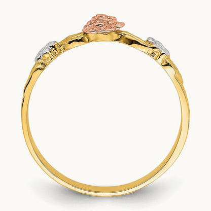w/White Rhodium Flower Ring, 14K Two-tone