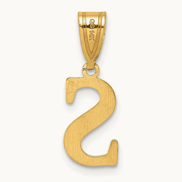 Polished Etched Letter S Initial Pendant, 14K