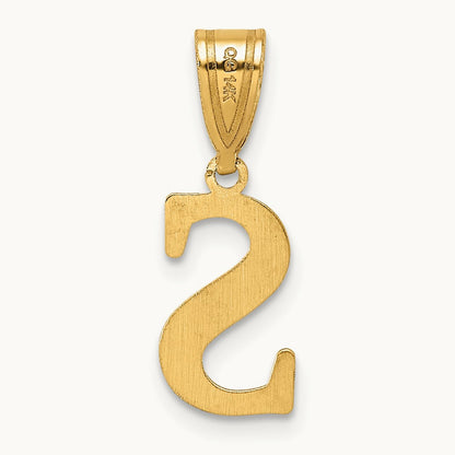 Polished Etched Letter S Initial Pendant, 14K