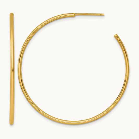 1.5 x Polished Post Hoop Earrings, 45mm, 14K