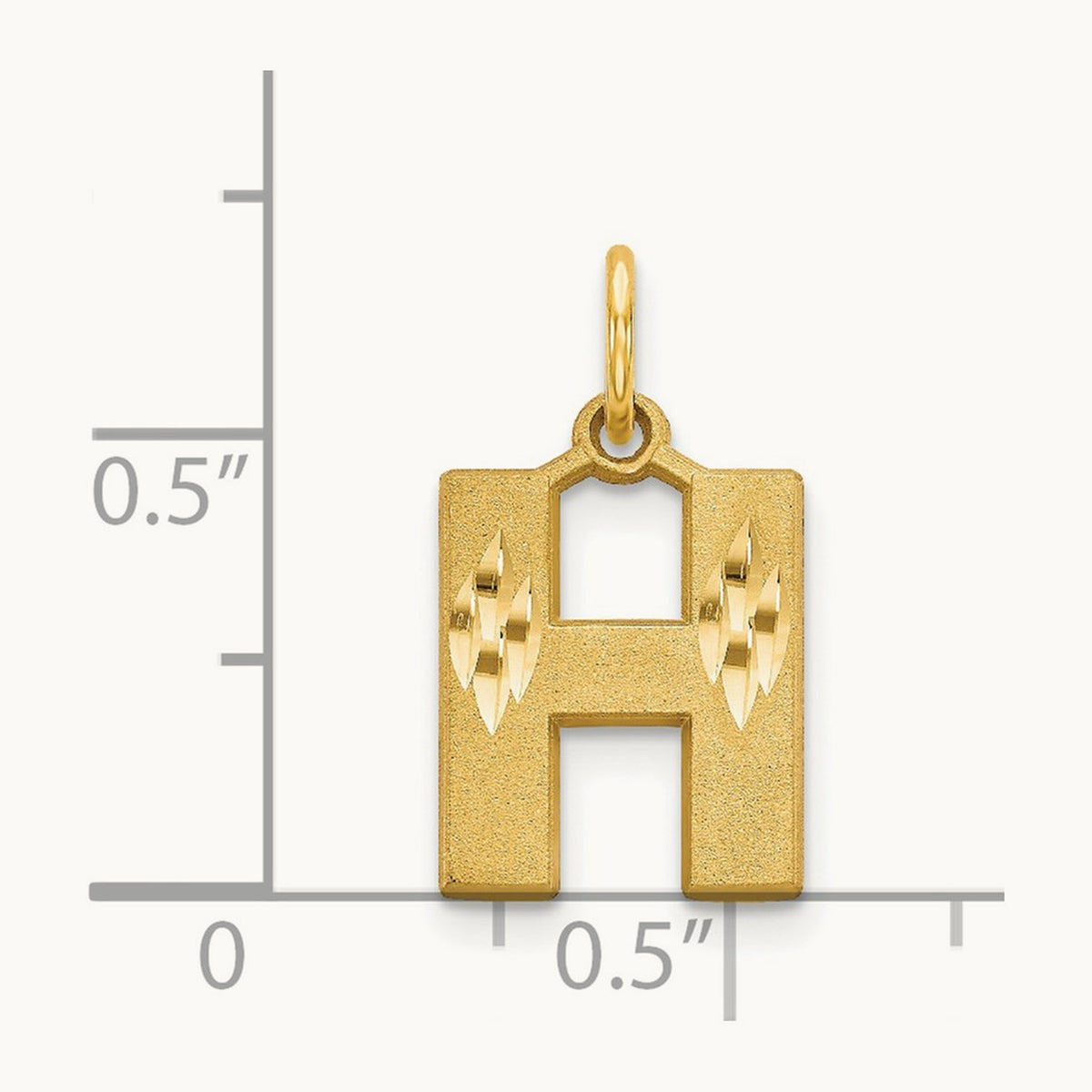 Satin Diamond-cut Initial Charm — 14K Yellow Gold, H