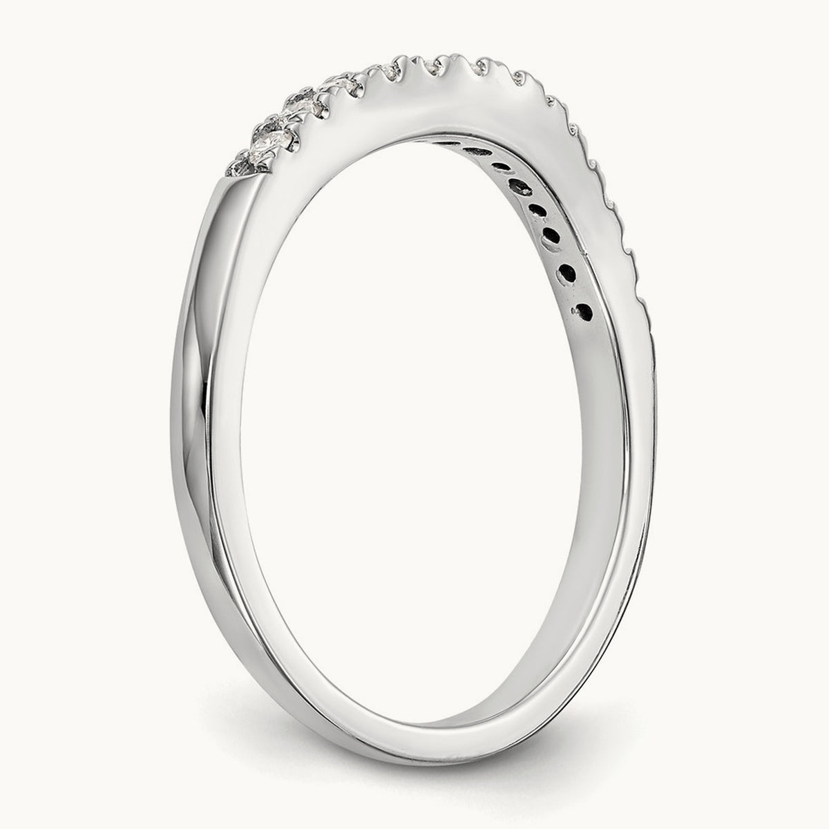 Set of Two White Gold Diamond Bands, 14K