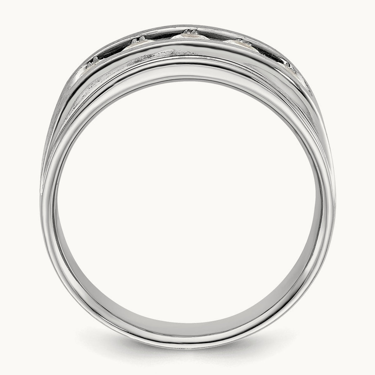 1ct Lab Grown Dia VS+ F+ Comp 5 Stone Men's Band, 14K White Gold