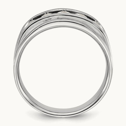 1ct Lab Grown Dia VS+ F+ Comp 5 Stone Men's Band, 14K White Gold