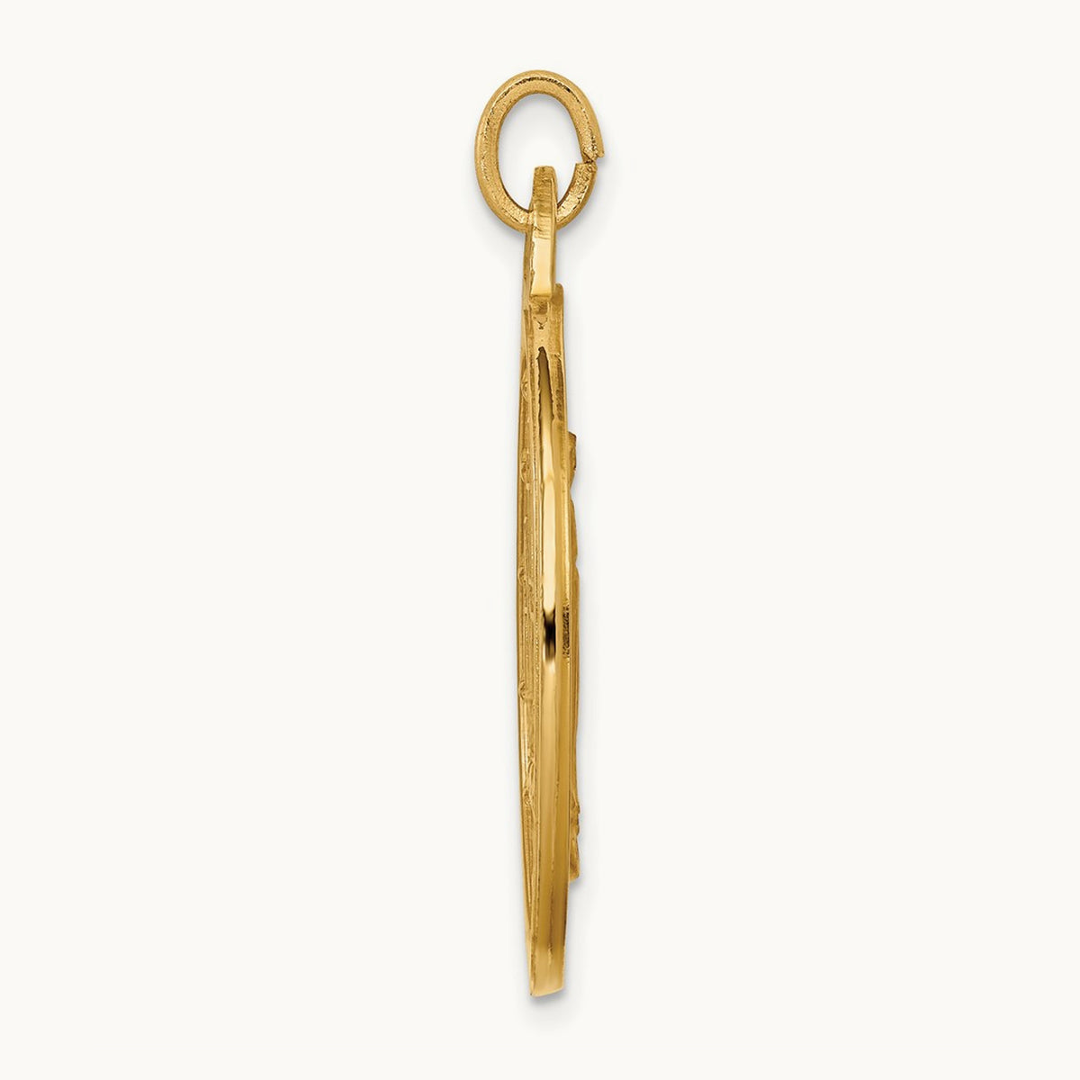 Solid Polished/Satin Extra Large Round Miraculous Medal, 14K