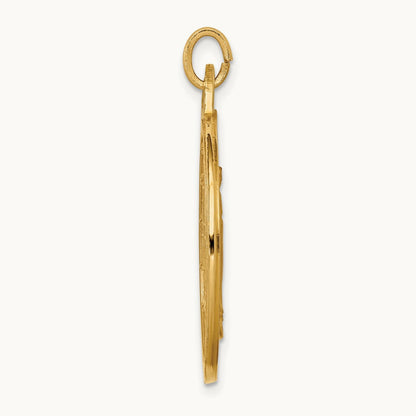 Solid Polished/Satin Extra Large Round Miraculous Medal, 14K