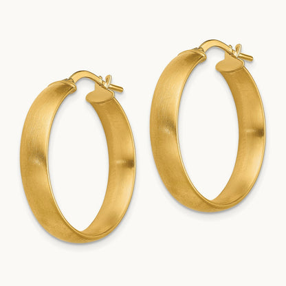 Medium x5mm Satin Hoop Earrings, 14K