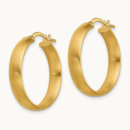 Medium x5mm Satin Hoop Earrings, 14K