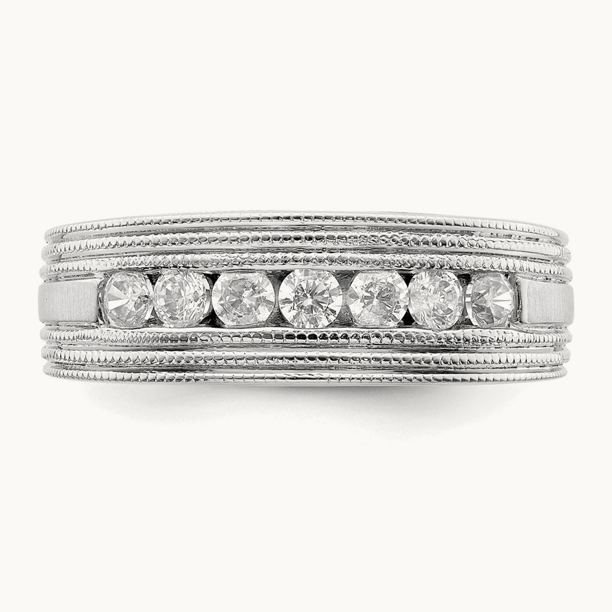 7 Stone Men's Ring, 0.50 ct tw Lab-Grown Diamond — 14K White Gold