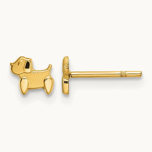Madi K Polished & Satin Dog Post Earrings, 14K
