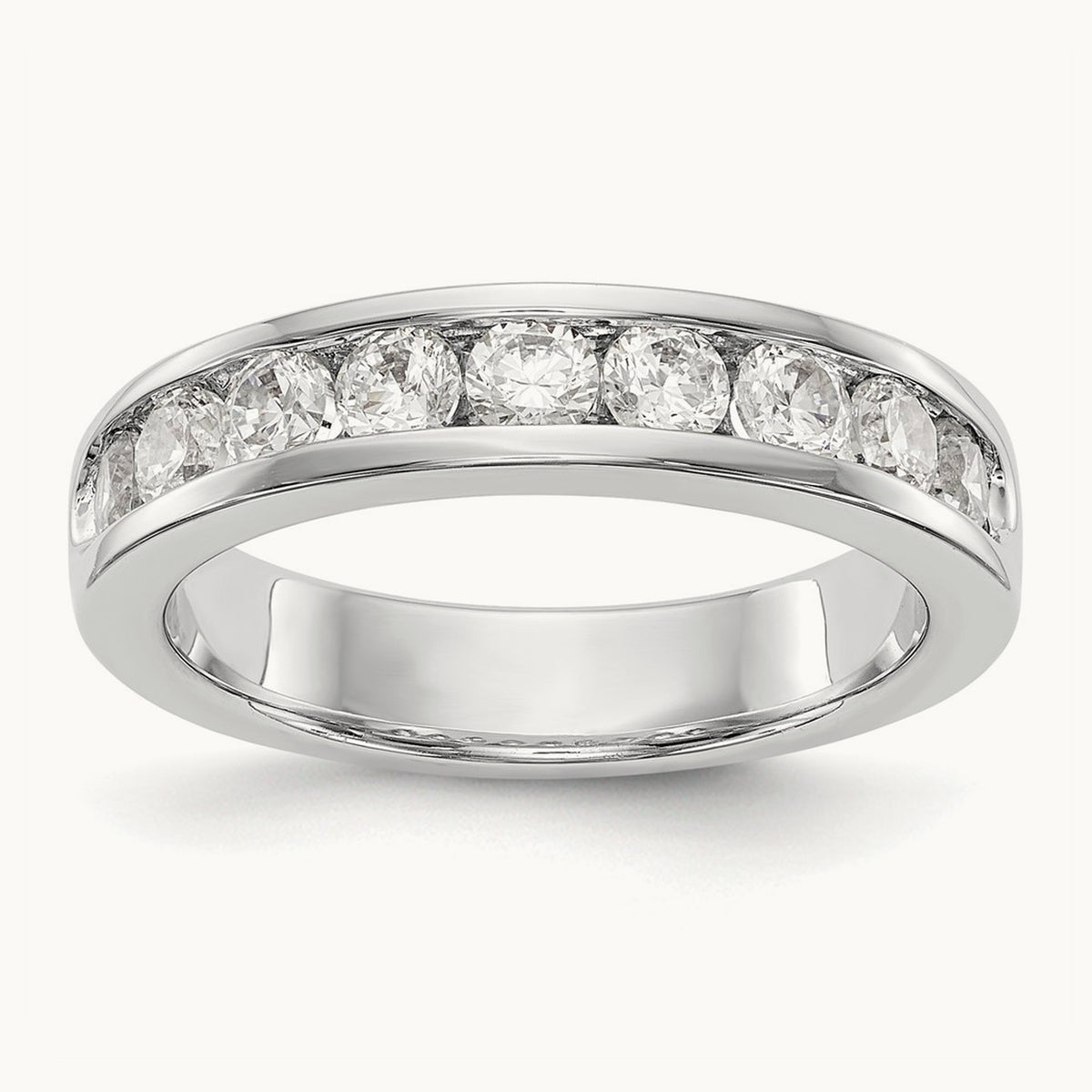 9- Stone Channel Band Mounting, 3mm, 14K White Gold