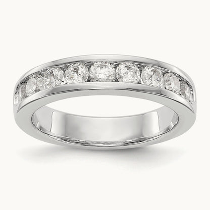 9-Stone Diamond Channel Band, 14K White Gold