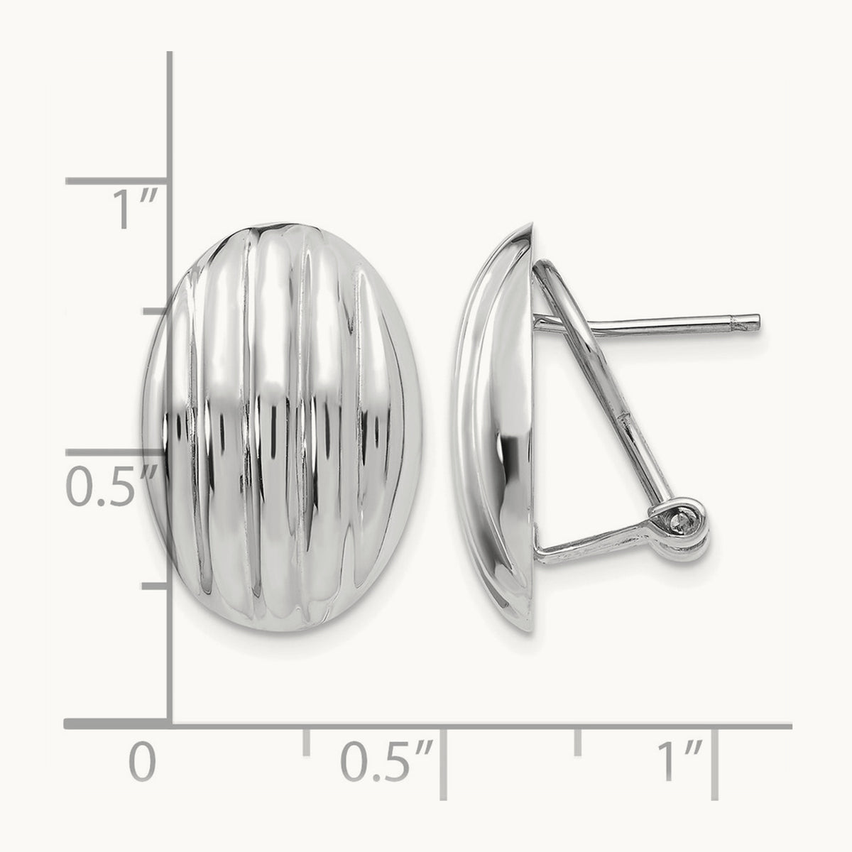 Polished Fancy Omega Back Post Earrings, 14K White Gold