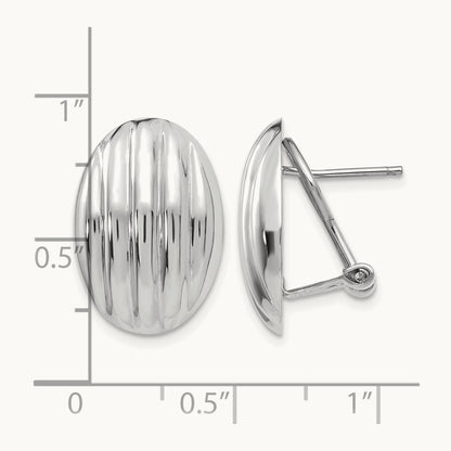 Polished Fancy Omega Back Post Earrings, 14K White Gold