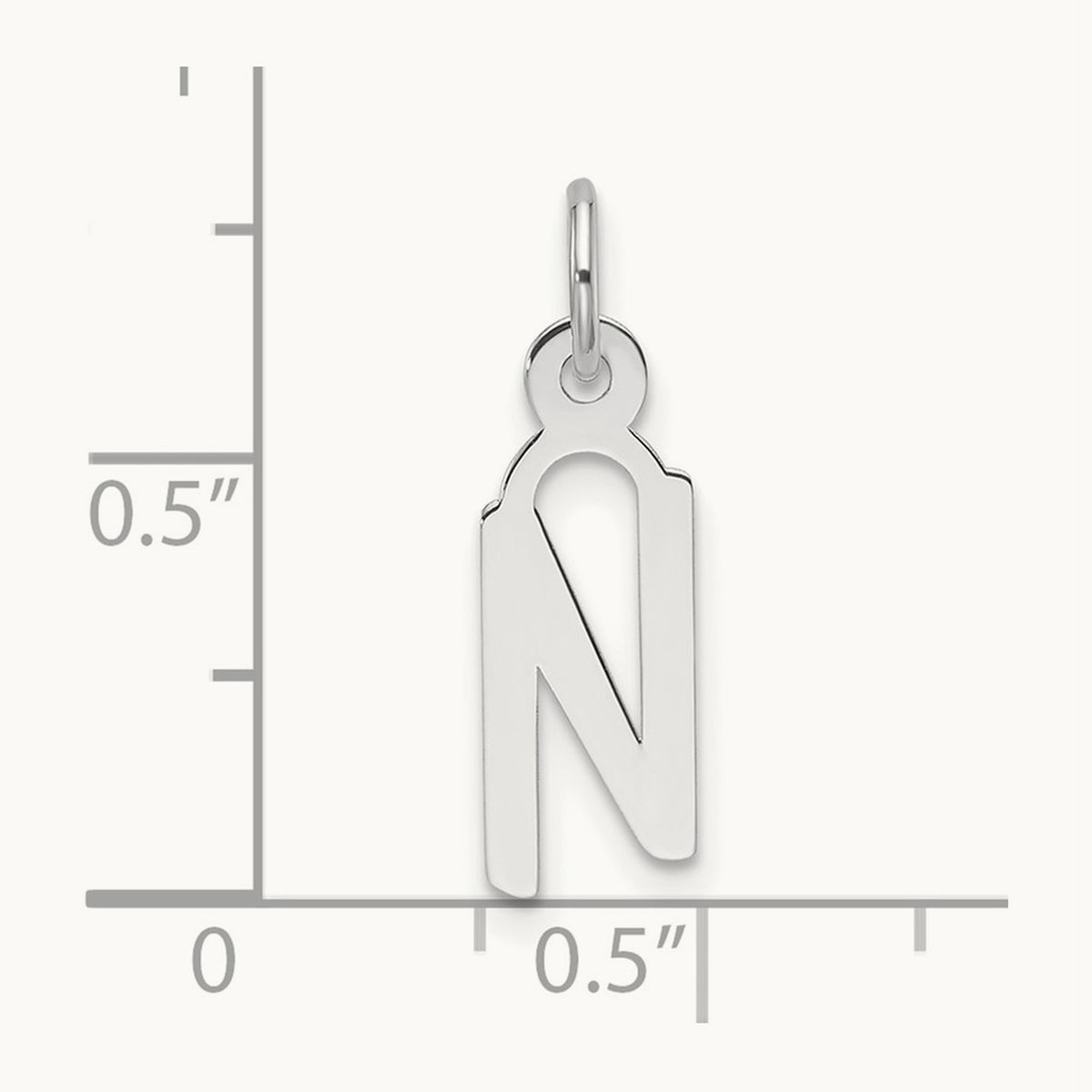 Slanted Block Initial Charm — 14K White Gold, N