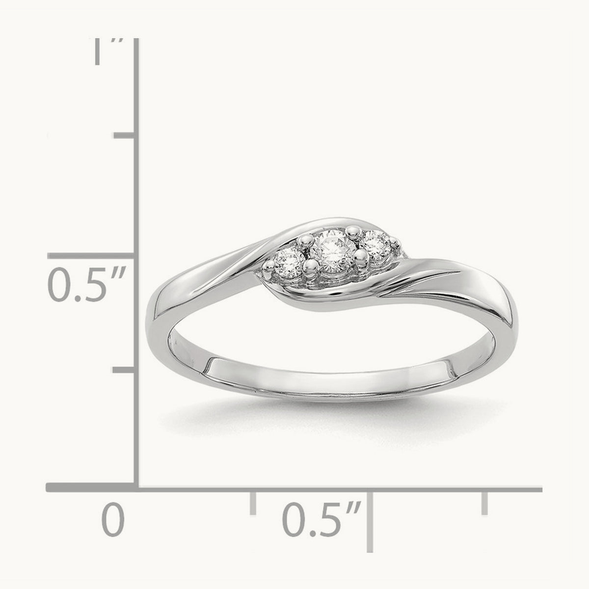 3-stone Diamond Ring — 14K White Gold, 7
