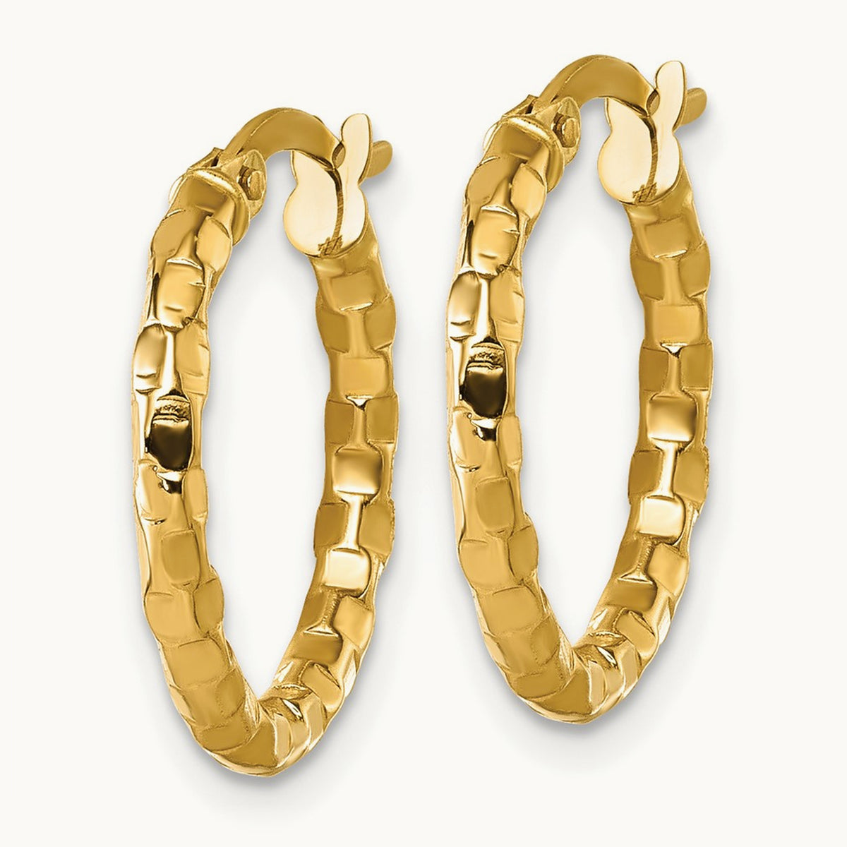 Polished Textured Hoop Earrings — 17mm