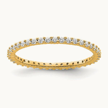 Polished Shared Prong Diamond Eternity Band, 0.50 ct tw, 14K Gold — 14K Yellow Gold