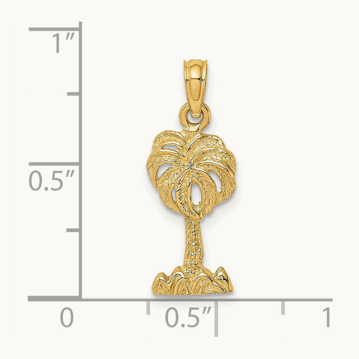 2-D Palm Tree Charm, 14K