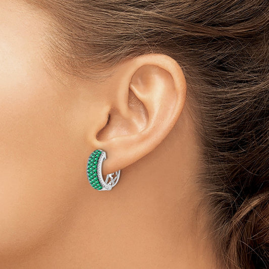 Diamond and Emerald Hinged Hoop Earrings — photo set