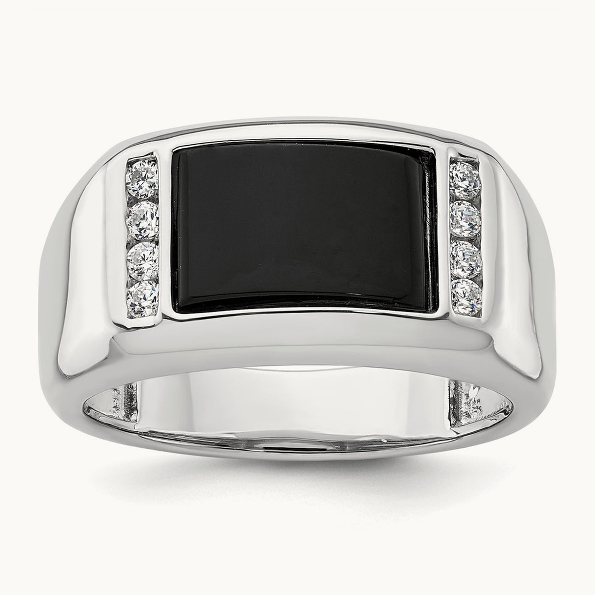 Onyx Men's Ring, 0.20 ct tw Lab-Grown Diamond