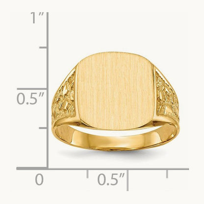 14.0x12. Closed Back Mens Signet Ring, 5mm, 14K